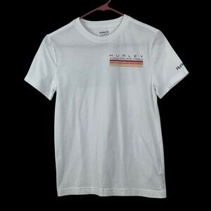 Hurley Kids T Shirt Size M 10-12 Yrs White Palm Tree Sunset Graphic Tee